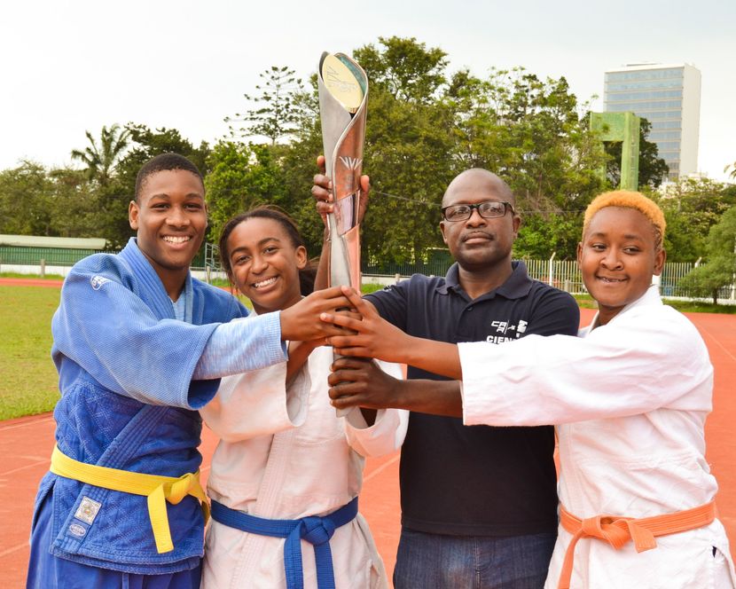 Judo and Taekwondo Atheltes with the Baton at Parque dos Continuadores