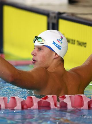 Trinbago 2023: Matthew Ward of Team Scotland celebrates winning Gold in the Men's 50m Backstroke Final