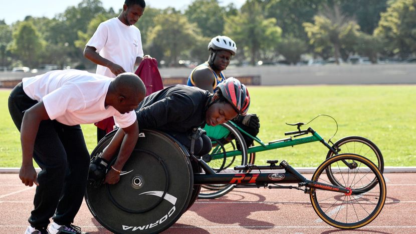 Para athletes with the Coaches at Stellenbosch GAPS camp in 2022