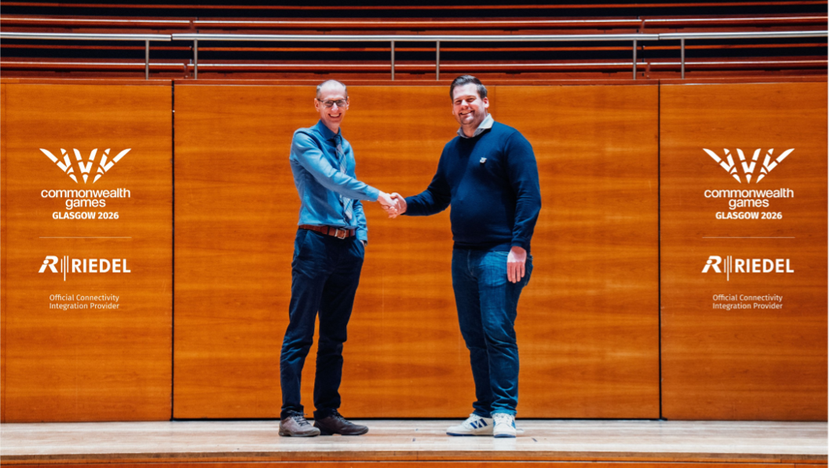 Martin Fitchie (CIO at Glasgow 2026) and Jan Sander (Senior Account Manager Multisport Events, Riedel Communications)