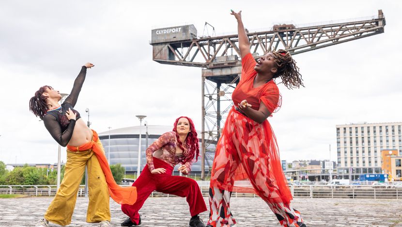 Whacking Scotland. L-R Nicolette McCormack, Leah James, Dorine Mwesiga_