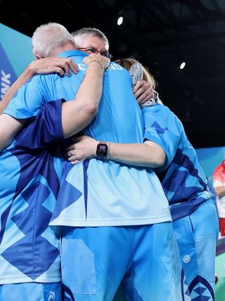 Team Scotland celebrate winning Para Mixed Pairs B2-B3 gold-medal match